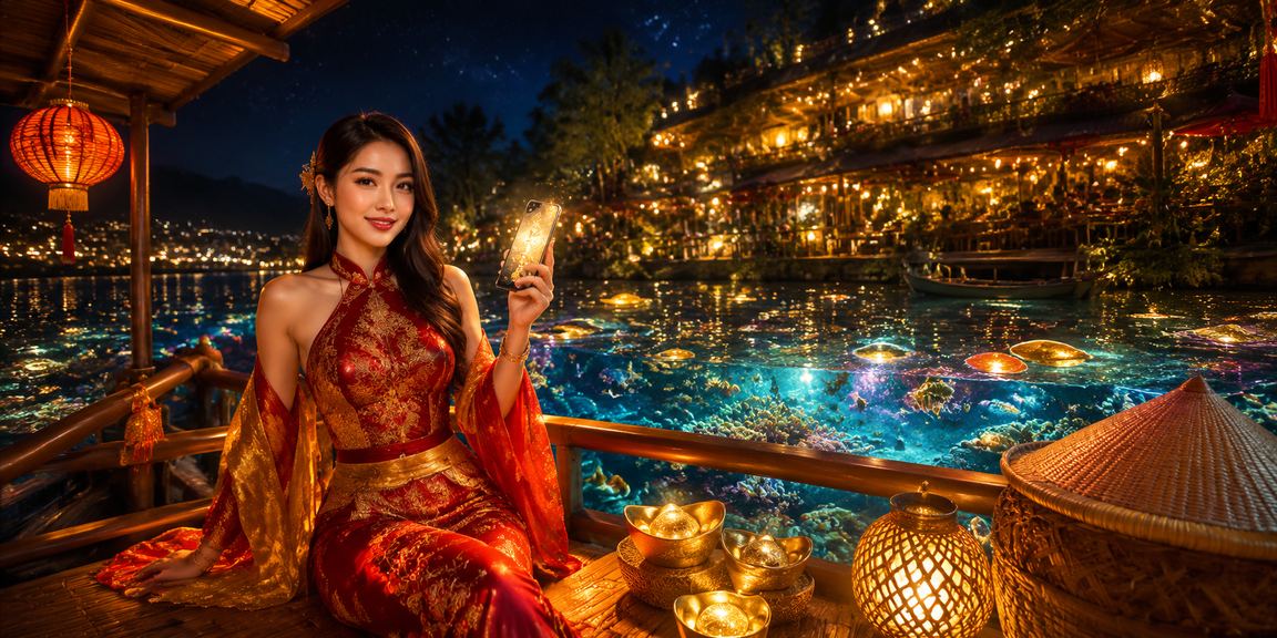 Người chơi Đà Lạt thử game jackpot slots trên điện thoại di động trong khung cảnh truyền thống