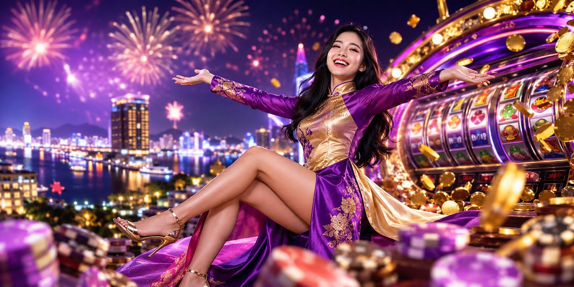 Người dùng tại Nha Trang trải nghiệm slot game trực tuyến trong trang phục áo dài truyền thống